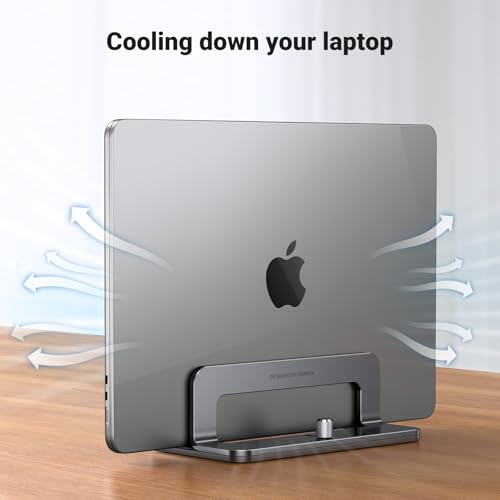 UGREEN 1 Unit Vertical Laptop Stand Model 20471 Aluminum Adjustable Tabletop Silver Gray