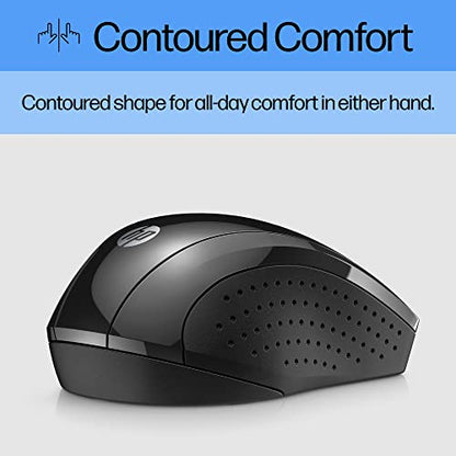 HP X3000 G3 Wireless Mouse - Black, 2.4GHz USB Receiver, 1600 DPI, 15-Month Battery Life