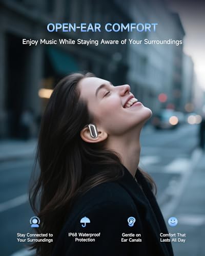 Mosyxe Q16AI Wireless Translation Earbuds Bluetooth 5.4 Open Ear Black