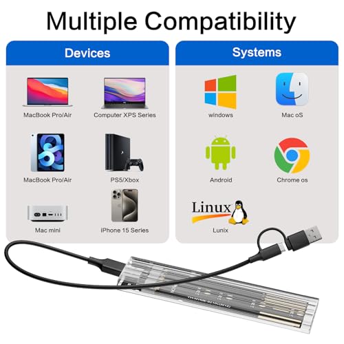 BMKZAYR M.2 SSD Enclosure USB 3.2 Gen 2 10Gbps Universal