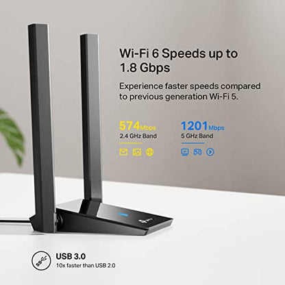TP-Link 6.15" x 3.31" x 0.76" Archer TX20U Plus WiFi Adapter 1800 Mbps USB 2.0/3.0