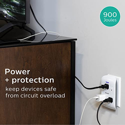 Philips 6-Outlet Extender Surge Protector, SPP3461WA/37