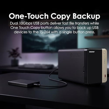 QNAP TS-264-8G-US 2 Bay Desktop NAS 8GB RAM Intel Celeron Quad-core 2.5GbE USB 3.2 Gen 2 Diskless