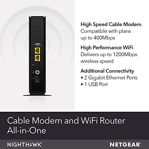 NETGEAR C6230 Cable Modem/Wireless Router AC1200 Dual-Band 2.4GHz/5GHz DOCSIS 3.0 Modem