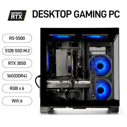 WIWB Tower PC wwr5go Ryzen 5 5500 512GB SSD 16GB RAM 4.4GHz