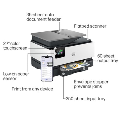 HP OfficeJet Pro 9125e Inkjet Printer Color 1200x1200 250 Sheet Tray All-in-One