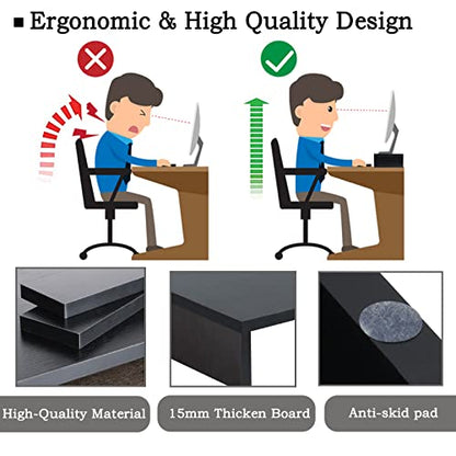 TEAMIX 2 Tier Adjustable Monitor Stand DS400Bx2 Black Wood