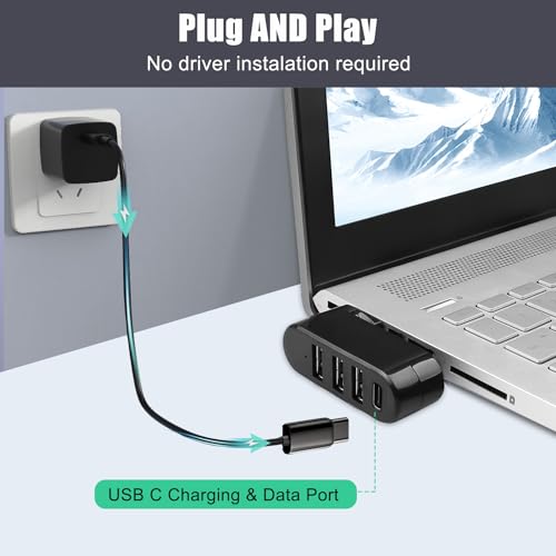 vienon 4-Port USB Hub VN76HFH USB 3.0 Interface Lightweight Plastic 5 Gigabits Per Second