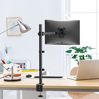 WALI M001XL Single Mount for Tabletop Mounting, Max Screen Size 32 inches, Max Weight 22 lbs, Adjustable Arm, Black