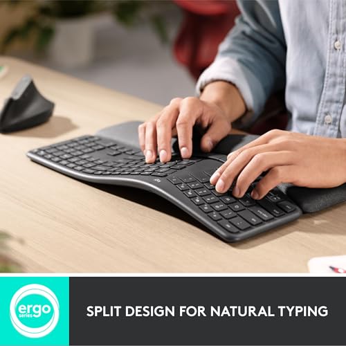 Logitech Ergo K860 105-Key Wireless Split Keyboard QWERTY Bluetooth USB Compatible with Windows and Mac