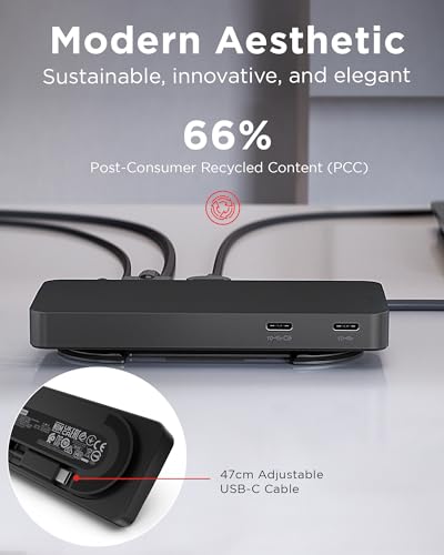 Lenovo USB-C Dual Display Travel Dock 40B90000US 7 Ports USB Type C 4K HDMI