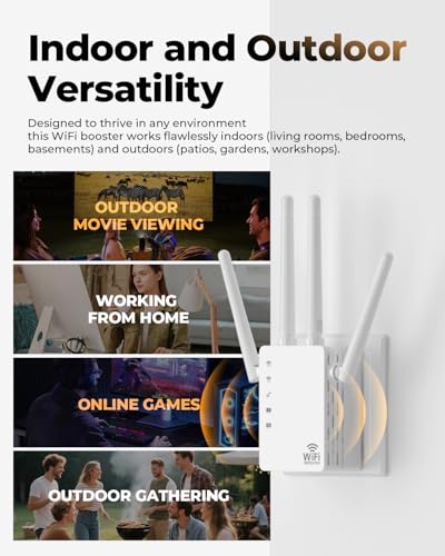 GEYILO WD-R1200U WiFi Extender 5GHz 2.4GHz 12880 Sq Ft 105 Devices Frequency