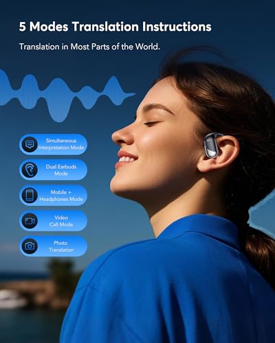 Paekole 1 Count YYK-Q16H5AI Wireless AI Translation Earbuds Bluetooth 6.1 Waterproof Noise Cancellation 3-in-1