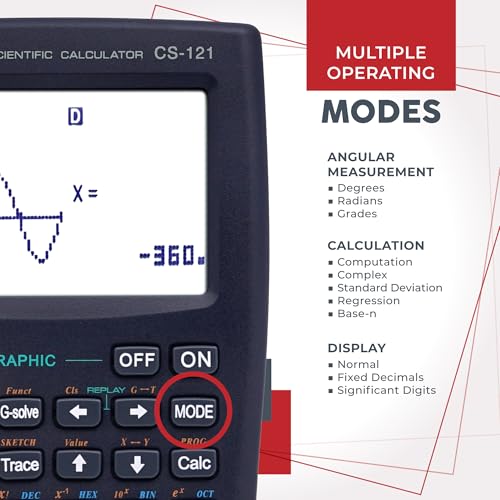 CATIGA 3 Inch CS-121 LCD Scientific Graphing Calculator Battery Powered Plastic 1 Pack