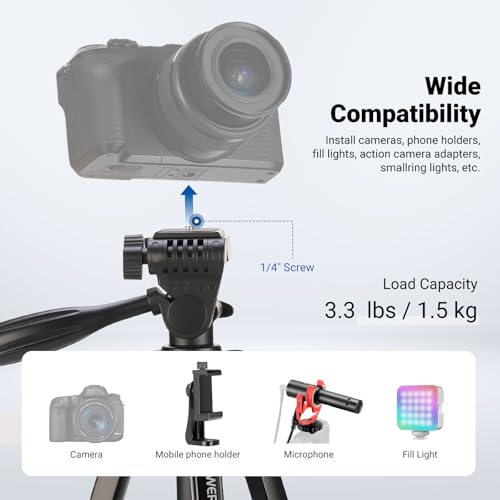 NEEWER 57.5 Inches TP53 Black Aluminum Tripod