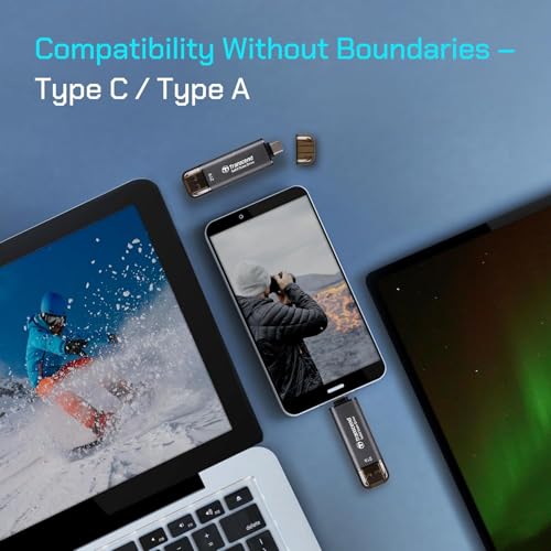 Transcend 256GB TS256GESD310C External SSD, 256GB Storage Capacity, 1050MB/s Read Speed, USB 3.0 Interface, Portable Solid State Drive
