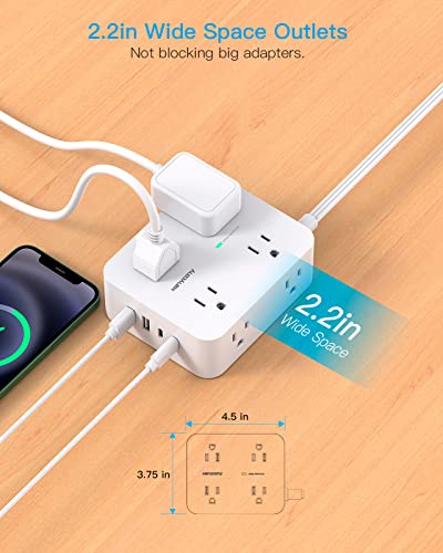 HANYCONY 8 Outlet Surge Protector Power Strip Model HN8U5WC2 with 4 USB Ports, 125 Volts, 15 Amps