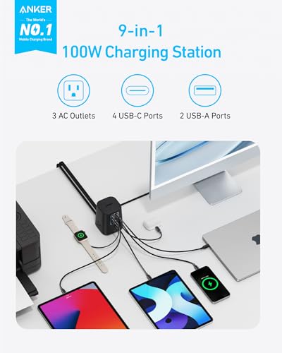 Anker 9-in-1 Power Strip A91C6 125 Volts 300 Joules with 6 USB Ports