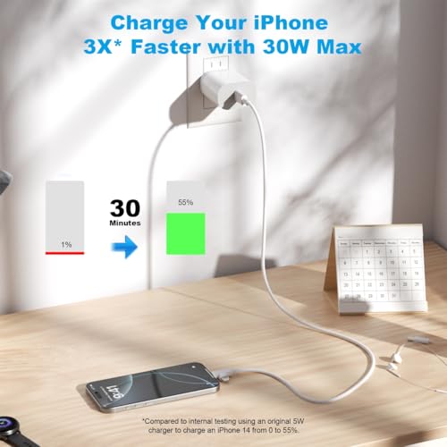 HALIHALL 30W USB Type C Charger for iPhone 17/16/15/14/13/12, 30W, White, Model XHD-PD30W