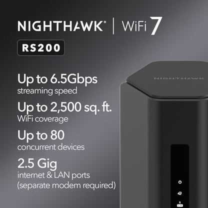 NETGEAR RS200-100NAS Dual-Band WiFi 7 Router 6500 Mbps