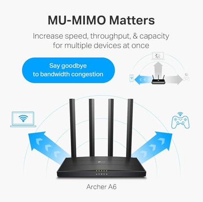 TP-Link AC1200 Gigabit WiFi Router Archer A6 Dual-Band 1167 Mbps Wireless Router