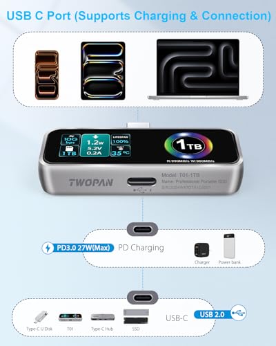 TWOPAN 1TB External SSD TP-T01-1TB USB 3.0 Solid State Drive
