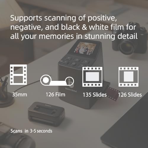 BEONE GLOBAL Film Scanner MINI 16 Megapixels USB 3.98"D x 3.62"W x 4.72"H