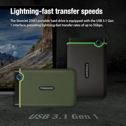 Transcend 2TB TS2TSJ25M3S USB 3.0 External Hard Drive - 2.5" Portable Drive