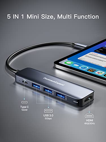 DockteckExpand 5 IN 1 DE0004 USB C Hub 4K HDMI 100W Power Delivery 5 Ports