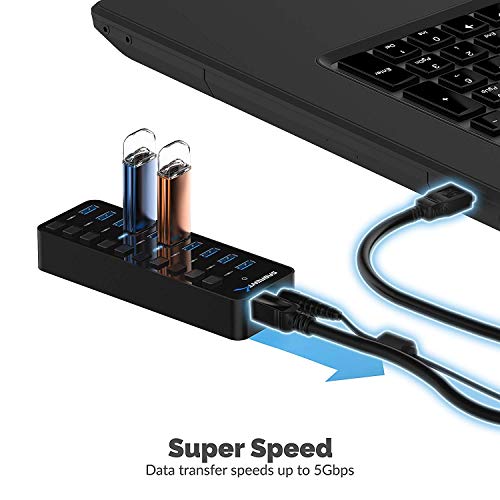 SABRENT 10-Port USB 3.0 Hub Model HB-BU10 Data Transfer Rate 5Gbps USB Ports 10