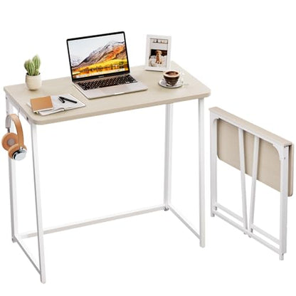 WOHOMO Small Folding Desk ASCOLI-OAK-DH-WOM Computer Desk Light Oak Engineered Wood Space Saving