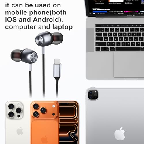 TECHAIRLINE A1 USB C Headphones Wired In-Ear with Microphone