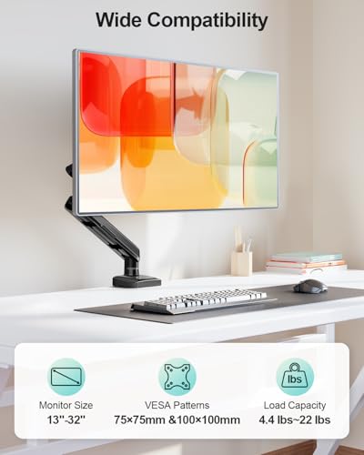 MOUNT PRO 13-32 inch Freelift Pro Black Tabletop Mount Monitor Arm Full Motion 45 Degree Tilt Adjustable Swivel