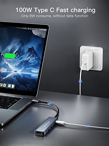 DockteckExpand 5 IN 1 DE0004 USB C Hub 4K HDMI 100W Power Delivery 5 Ports