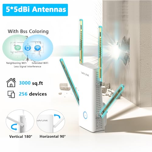 WAVLINK AX3000 WiFi Extender Dual-Band 5 GHz 3000 Mbps 802.11ax Wireless Signal Booster