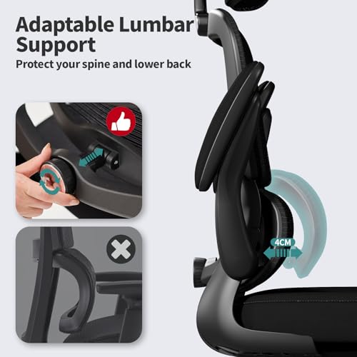 TRALT 1 Count YX001-1 Ergonomic Office Chair 330 lbs Load Capacity Indoor Use Black