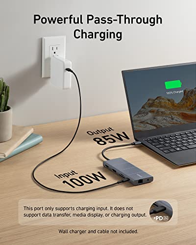 Anker 11-in-1 USB-C Hub Docking Station with 10Gbps Data Transfer, 4K HDMI/DisplayPort, Ethernet, and 85W Power Delivery