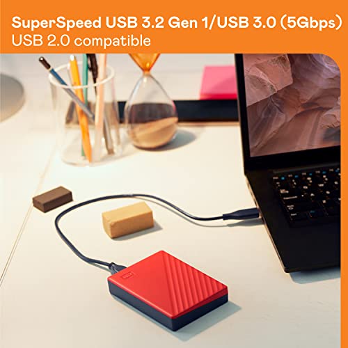 WD 2TB My Passport Portable External Hard Drive USB 3.0 Red