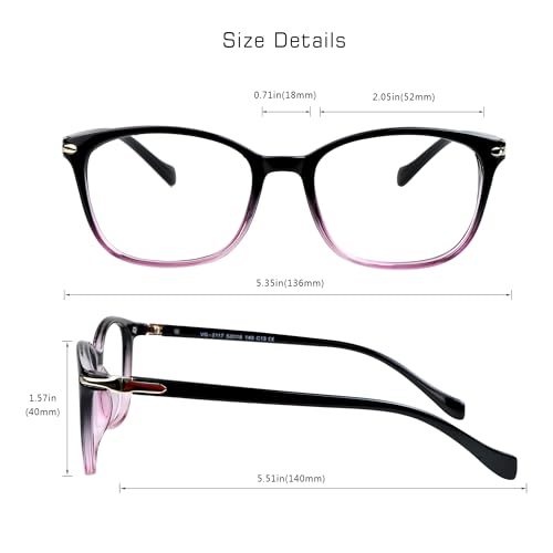VisionGlobal 52mm 13g VG_S2117_black purple(c13)+2.00 Square Blue Light Blocking Reading Glasses
