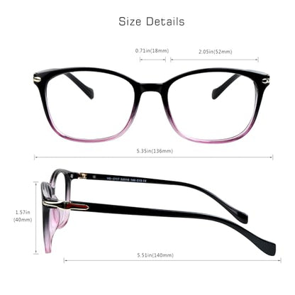 VisionGlobal 52mm 13g VG_S2117_black purple(c13)+2.00 Square Blue Light Blocking Reading Glasses