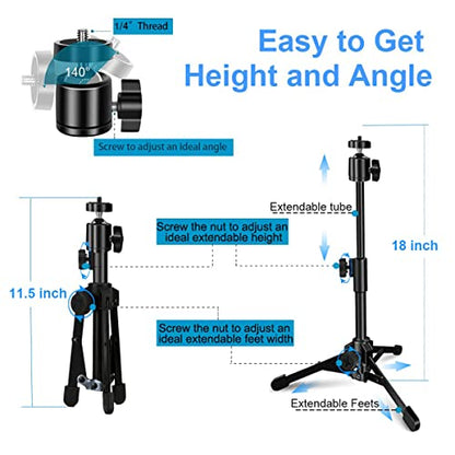 JCWINY 18 Inches WCM02 Webcam Tripod Stand 1080p Adjustable