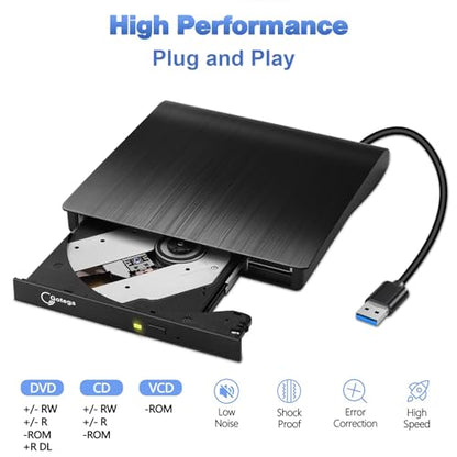 Gotega 10-Inch External DVD Drive USB 3.0 +/-RW Portable Optical Storage
