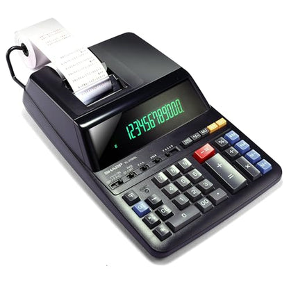 Sharp 12-Digit EL2196BL Printing Calculator A/C Powered 0.47" LCD Fluorescent Display Office
