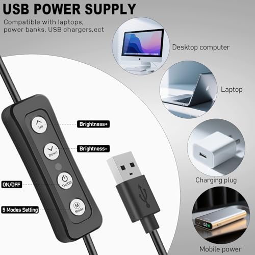 Anautin 1.0 Count R5 USB Camera Ring Light Adjustable Brightness 2600K-6500K