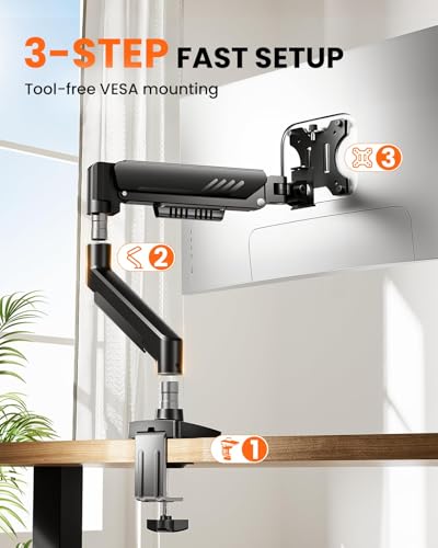 ErGear 13-34 Inches EGDMA69B Single Monitor Arm Adjustable VESA Tabletop Mount Max Load 19.8 lbs