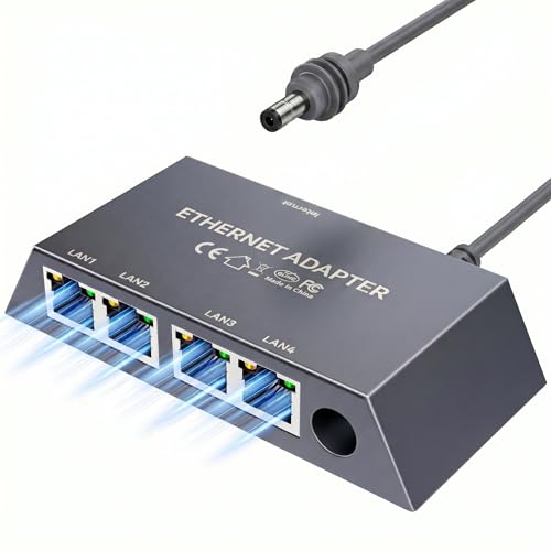 Zocbems 4-Port Gigabit Ethernet Adapter ZCB-E4PORT Ethernet Network Hub Splitter