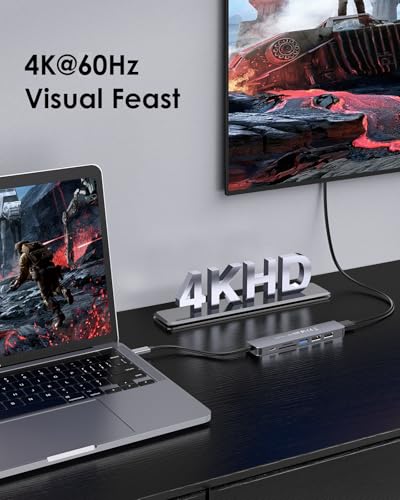 LENTION USB C Hub 8 Ports 5Gbps Compact Aluminum CE18HCR