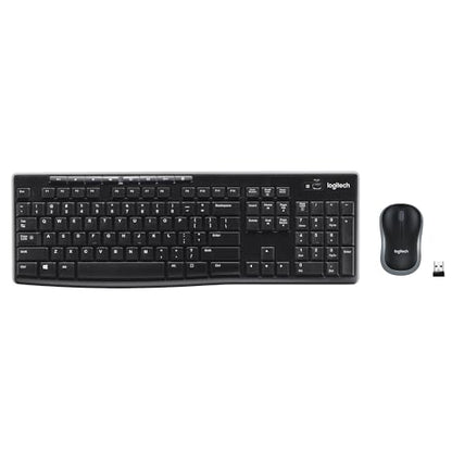 Logitech MK270 Black Wireless Keyboard and Mouse Combo - 2.4 GHz, USB Receiver, 104 Keys, Spill-Resistant, Ambidextrous Mouse, Windows Compatible