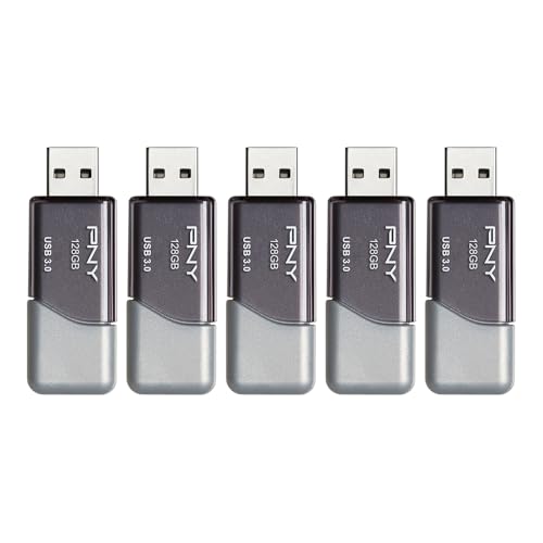 PNY 128GB Turbo Attaché 3 USB 3.0 Flash Drive – Grey, Model P-FD128X5TBOP-MP, Read Speed 100MB/s