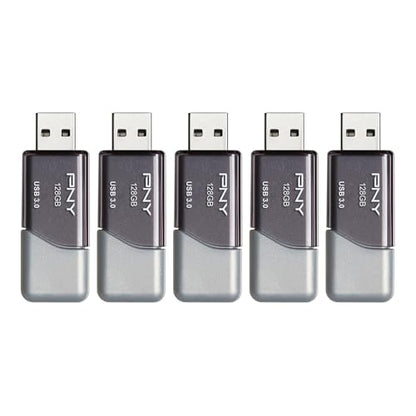 PNY 128GB Turbo Attaché 3 USB 3.0 Flash Drive – Grey, Model P-FD128X5TBOP-MP, Read Speed 100MB/s